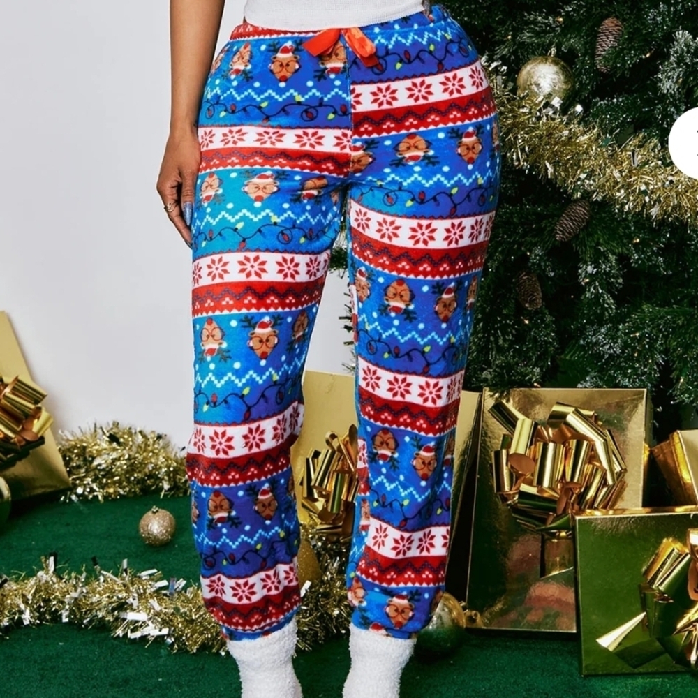 Festive Blue and Red Women's Pajama Pants